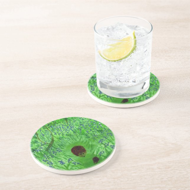 Dessous De Verre En Grès Bluebell Hedgehogs Spring Woodland (Côté)