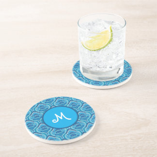 Dessous De Verre En Grès Blueish - Plumes Paisley