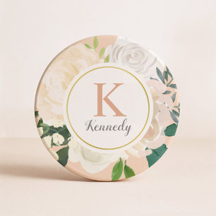 Dessous De Verre En Grès Blush Floralité Rose Gold Monogramme