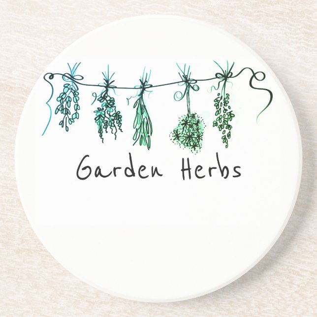 Dessous De Verre En Grès Boho botanique de Garden Herbs (Devant)