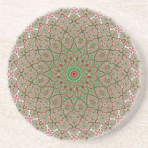 Dessous De Verre En Grès Boho Hippie Funky Trippy Orné Mandala de Noël 