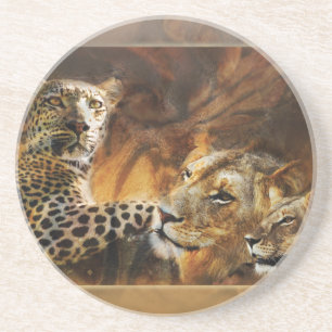 Dessous De Verre En Grès Boissons de prédateur de grand chat