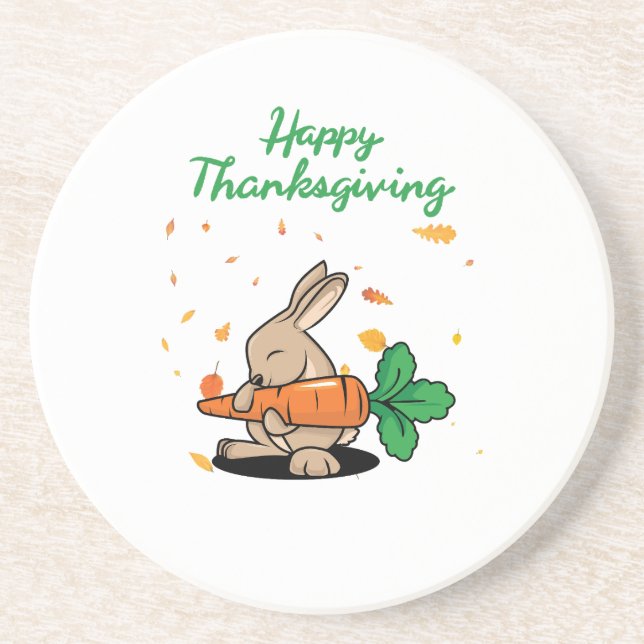 Dessous De Verre En Grès Bon thanksgiving Funny Lapin grès (Devant)