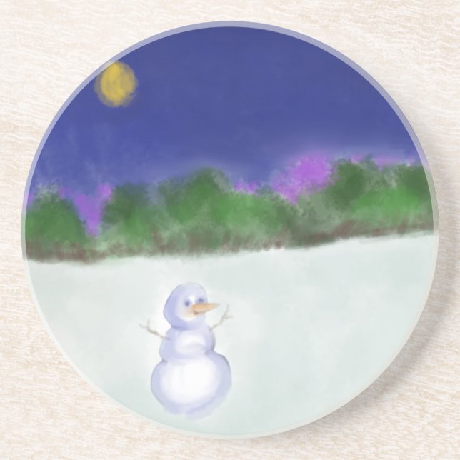 Dessous De Verre En Grès Bonhomme de neige de ondulation (Devant)