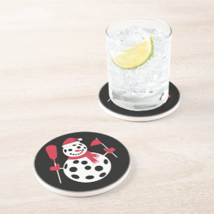 Dessous De Verre En Grès Bonhomme de neige famille chapeau de Père Noël Xma