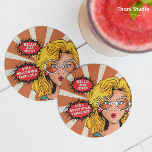 Dessous De Verre En Grès Bonjour 30s Femme Vintage Retro 90s Fun Anniversai