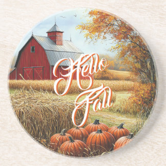 Dessous De Verre En Grès Bonjour Automne Thanksgiving Rural Grange Citrouil