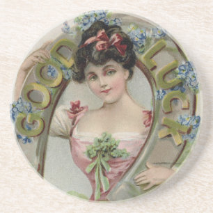 Dessous De Verre En Grès Bonne Chance - Carte vintage de la Saint-Patrick