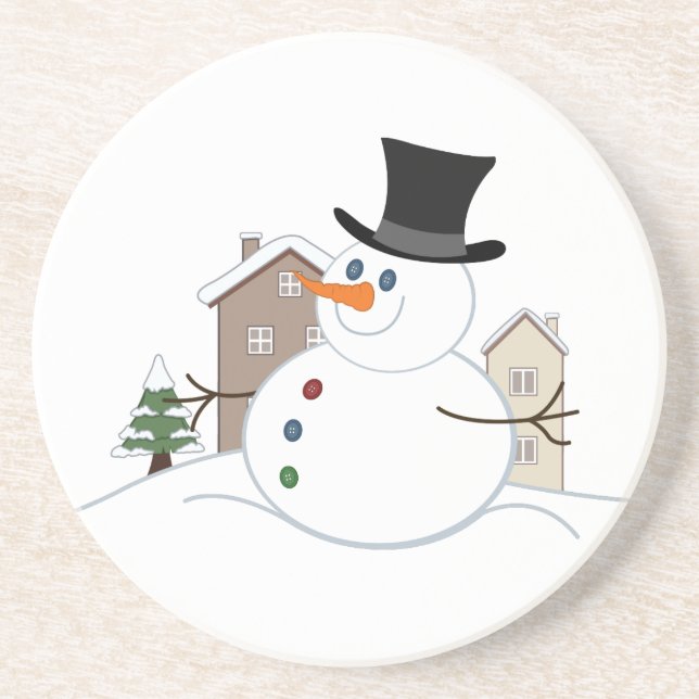 Dessous De Verre En Grès Bonne illustration de Noël Snowman (Devant)