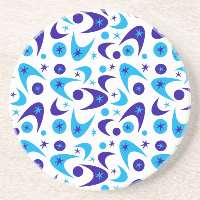 Dessous De Verre En Grès Boomerangs rétro du milieu du siècle (Devant)