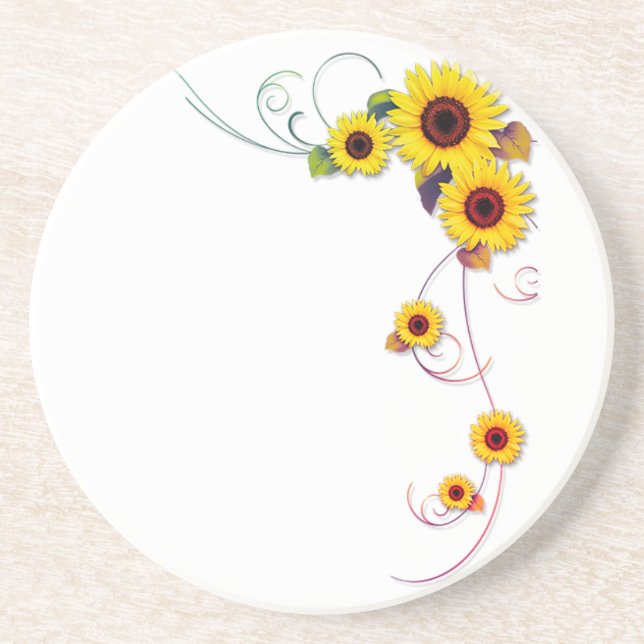 Dessous De Verre En Grès Bordure de tournesol (Devant)