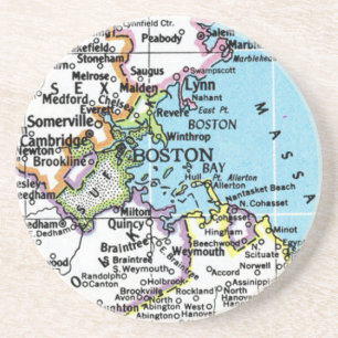 Dessous De Verre En Grès Boston, Massachusetts Carte Vintage Sandstone