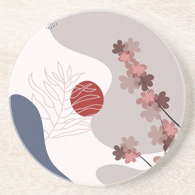 Dessous De Verre En Grès Botanique Boho Blue Magenta (Devant)