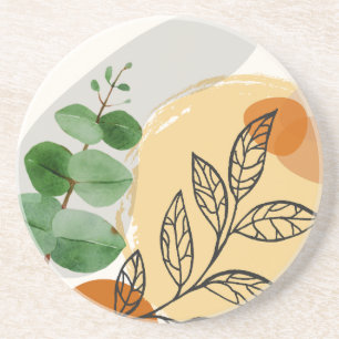 Dessous De Verre En Grès Botanique Boho Green Orange