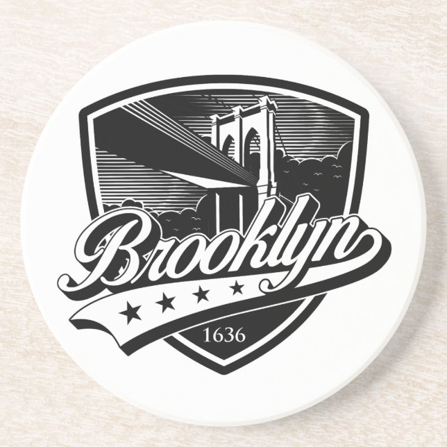 Dessous De Verre En Grès Bouclier de Brooklyn avec motif Swoosh (Devant)