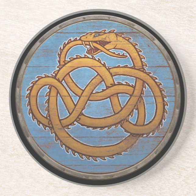 Dessous De Verre En Grès Bouclier de Viking - Jörmungandr (Devant)