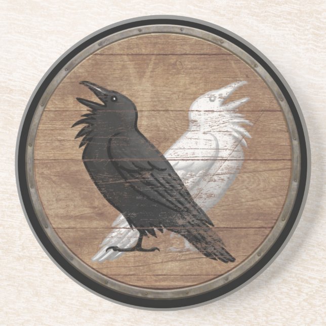 Dessous De Verre En Grès Bouclier de Viking - Ravens d'Odin (Devant)