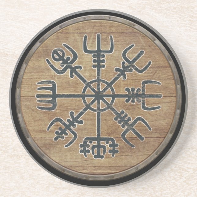 Dessous De Verre En Grès Bouclier de Viking - Vegvísir (Devant)