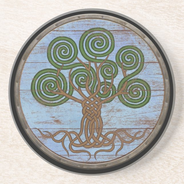 Dessous De Verre En Grès Bouclier de Viking - Yggdrasil (Devant)