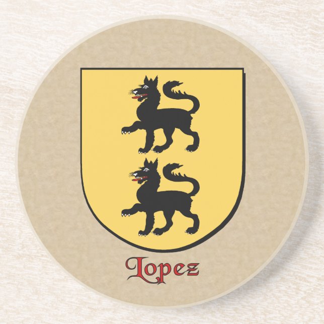 Dessous De Verre En Grès Bouclier héraldique de Lopez (Devant)