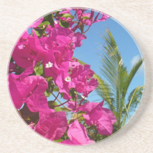 Dessous De Verre En Grès Bougainvilliers et palmiers paysage tropical
