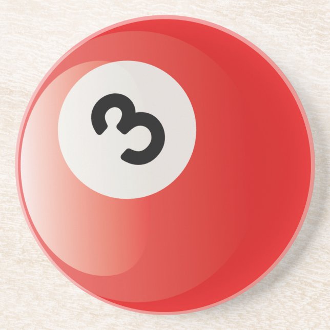 Dessous De Verre En Grès Boule de billards du numéro 3 (Devant)