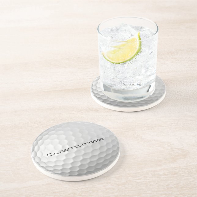 Dessous De Verre En Grès Boule de golf avec texte personnalisé (Côté)
