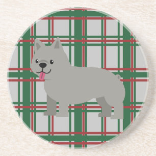 Dessous De Verre En Grès Bouledogue Français Gris, Carreaux de Noël