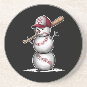 Dessous De Verre En Grès Boules de Bonhomme de Neige de Baseball Neige Noël