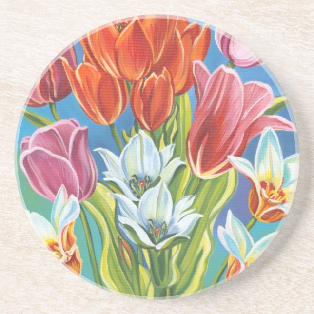 Dessous De Verre En Grès Bouquet à la frontière III (Devant)