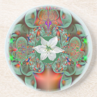 Dessous De Verre En Grès Bouquet de fleurs blanches