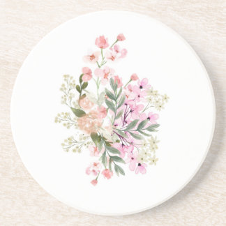 Dessous De Verre En Grès Bouquet Rose 