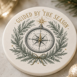 Dessous De Verre En Grès Boussole d'hiver Pin de Noël Boisson Décor