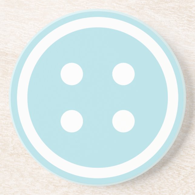 Dessous De Verre En Grès Bouton à coudre bleu mou (Devant)
