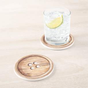 Dessous De Verre En Grès Bouton marron