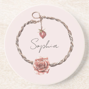 Dessous De Verre En Grès Bracelet charme rose rouge