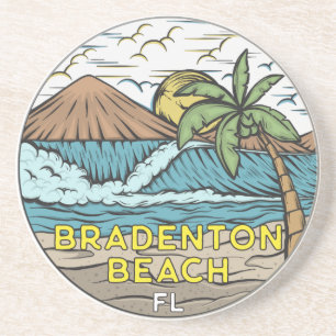 Dessous De Verre En Grès Bradenton Beach Floride Art Vintage