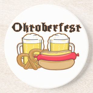 Dessous De Verre En Grès Bratwurst et bière d'Oktoberfest