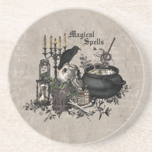 Dessous De Verre En Grès BREW de SORCIÈRES vintage moderne de Halloween
