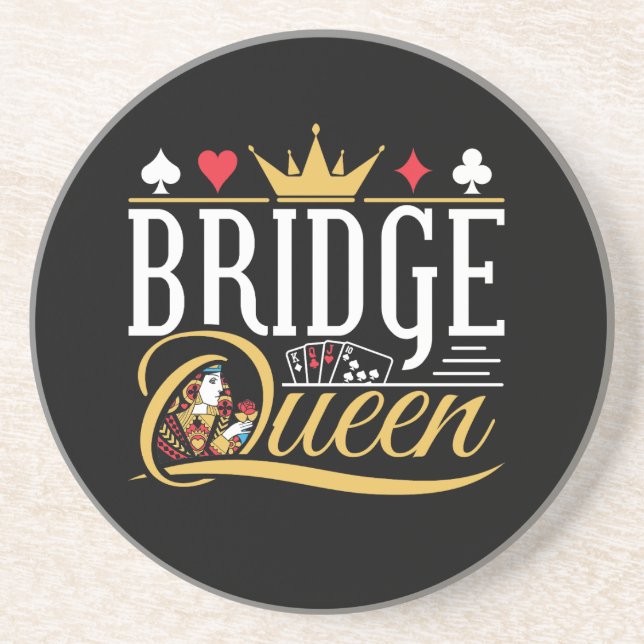 Dessous De Verre En Grès Bridge Queen Card Game Women (Devant)