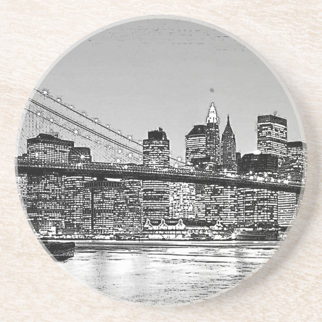 Dessous De Verre En Grès Brooklyn Bridge New York City (Devant)