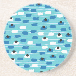 Dessous De Verre En Grès Brush course sans couture motif, dessiné à la main