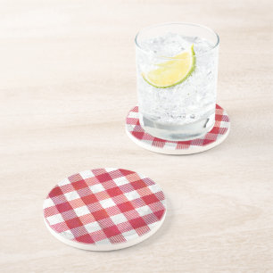 Dessous De Verre En Grès Buffalo plaid rouge et blanc