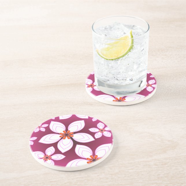 Dessous De Verre En Grès Cadeau à motif floral personnalisé (Côté)