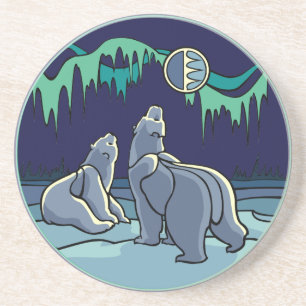 Dessous De Verre En Grès Cadeaux d'art de l'ours polaire Art autochtone Des
