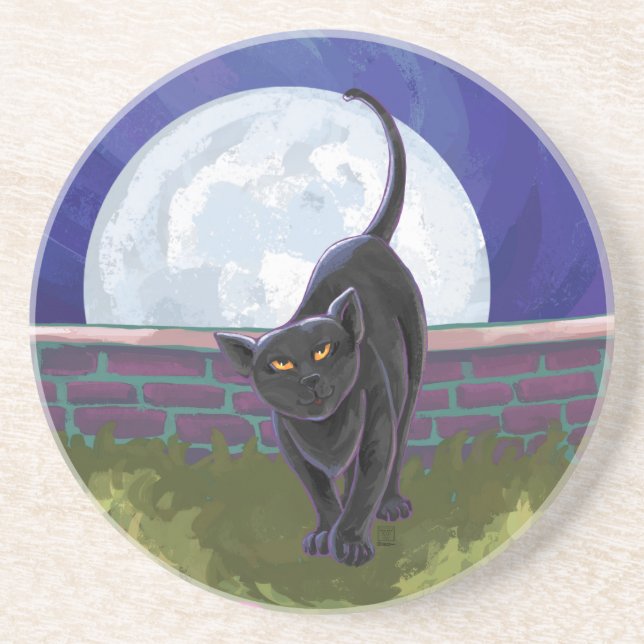Dessous De Verre En Grès Cadeaux et accessoires de chat noir (Devant)
