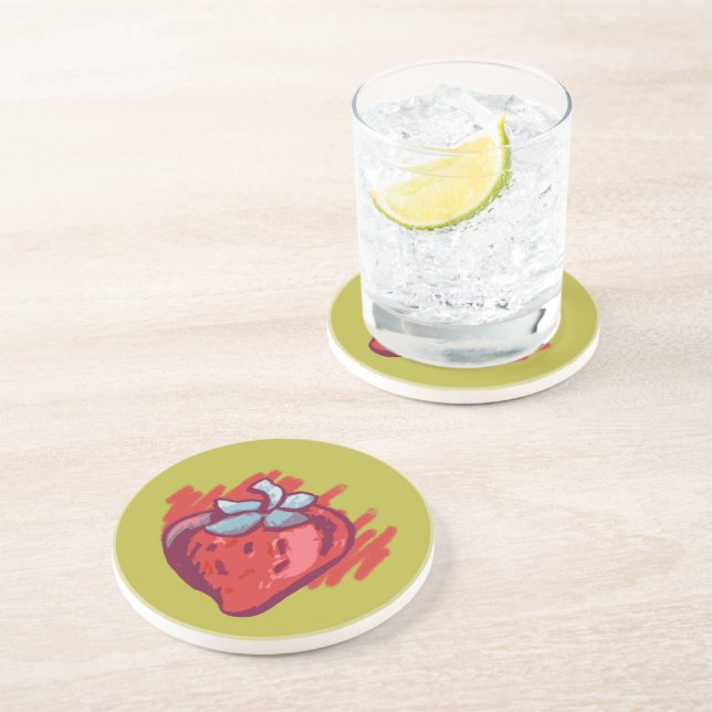 Dessous De Verre En Grès Cadeaux fraises (Côté)