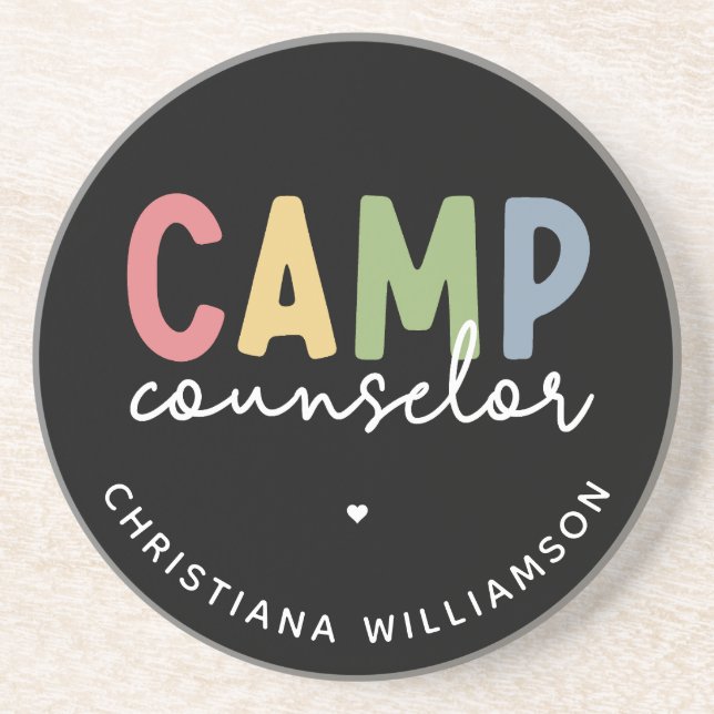 Dessous De Verre En Grès Cadeaux personnalisés de conseillers de camp (Devant)