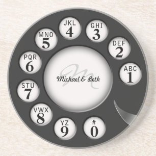 Dessous De Verre En Grès Cadran rotatoire de téléphone de monogramme