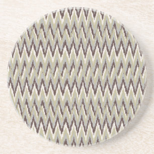Dessous De Verre En Grès Café et Sage iKat ZigZag Motif